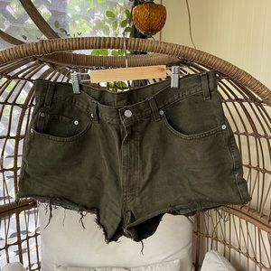 Levi’s olive green vintage cut off shorts